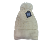 Pearl Chevron Knit Hat - Cream