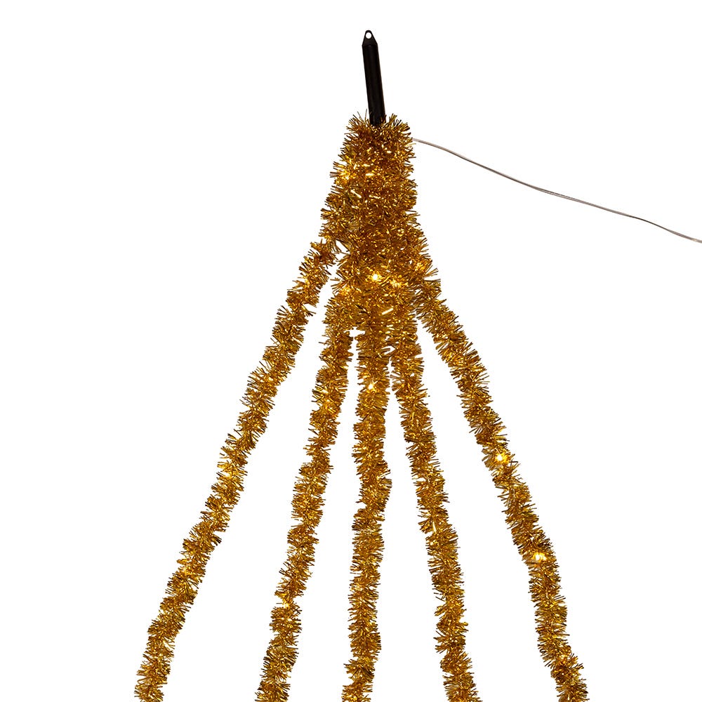 100-Light Gold Iridescent Tinsel With Warm White Superbright LED Cascade Light