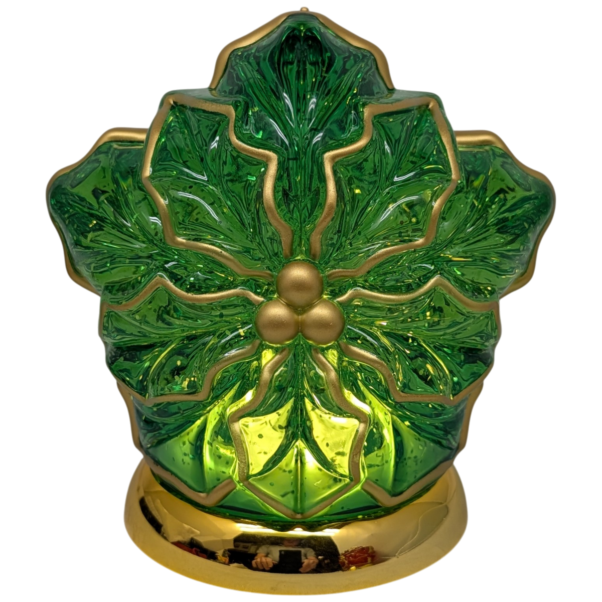 Lighted Spinning Poinsettia Water Globe -