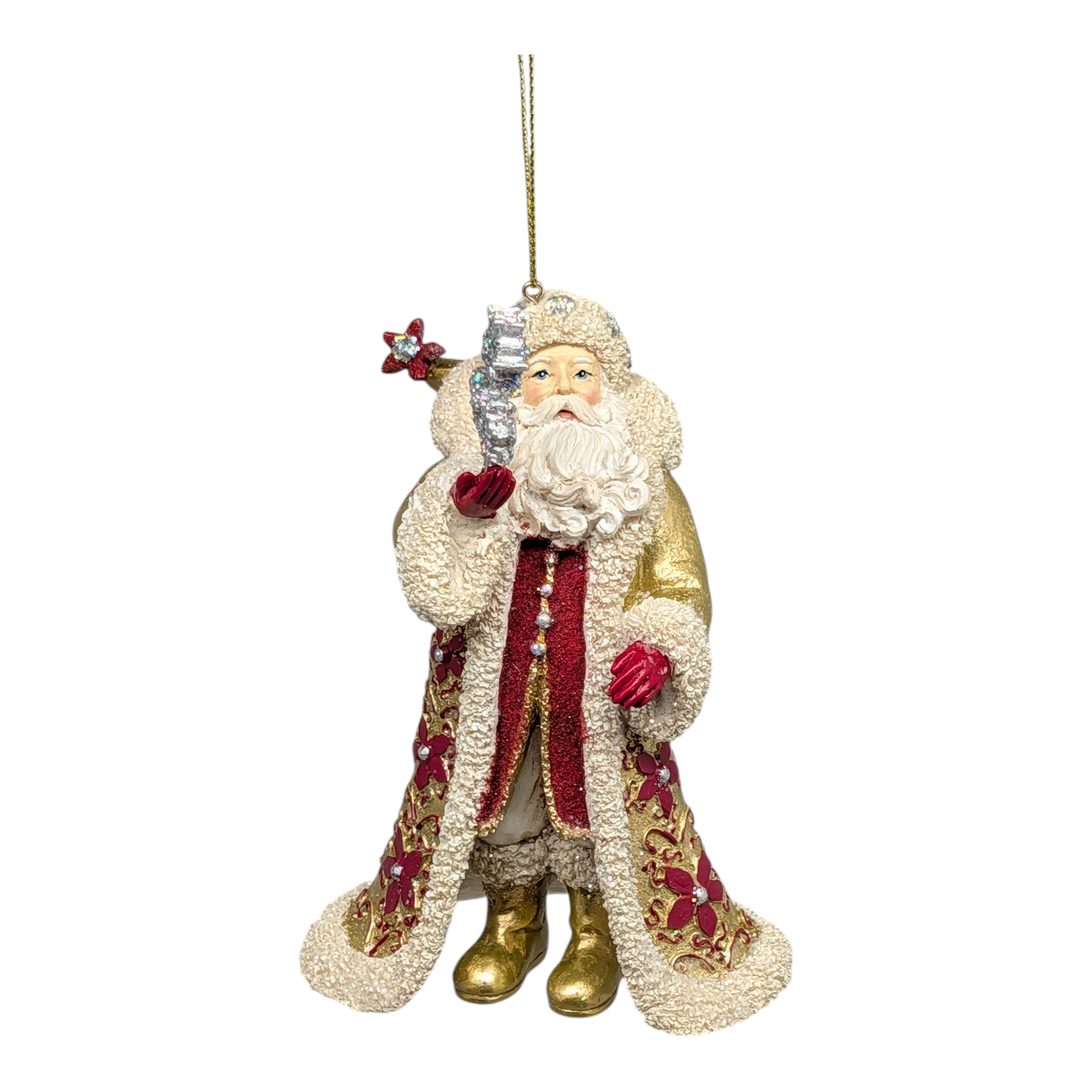 Holiday Diamonds Standing Santa with Snowflake Bouquet