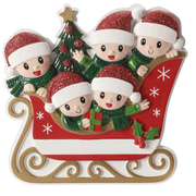 Sleigh With Gold Rails Family of 5 Ornament