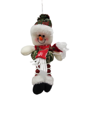 Plush Snowman Ornament with Button Legs
