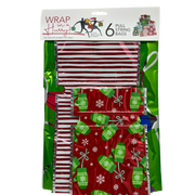 Wrap In A Hurry Pull String Gift Bag 6 piece Festive Assortment