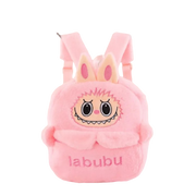 Cartoon Labubu Furry Backpack Children's Plush Backpack - Pink
