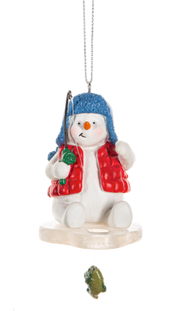Ice Fishing Snowman Ornament