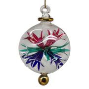 Floral Burst Globe Ornament - Clear with Multicolor Accents