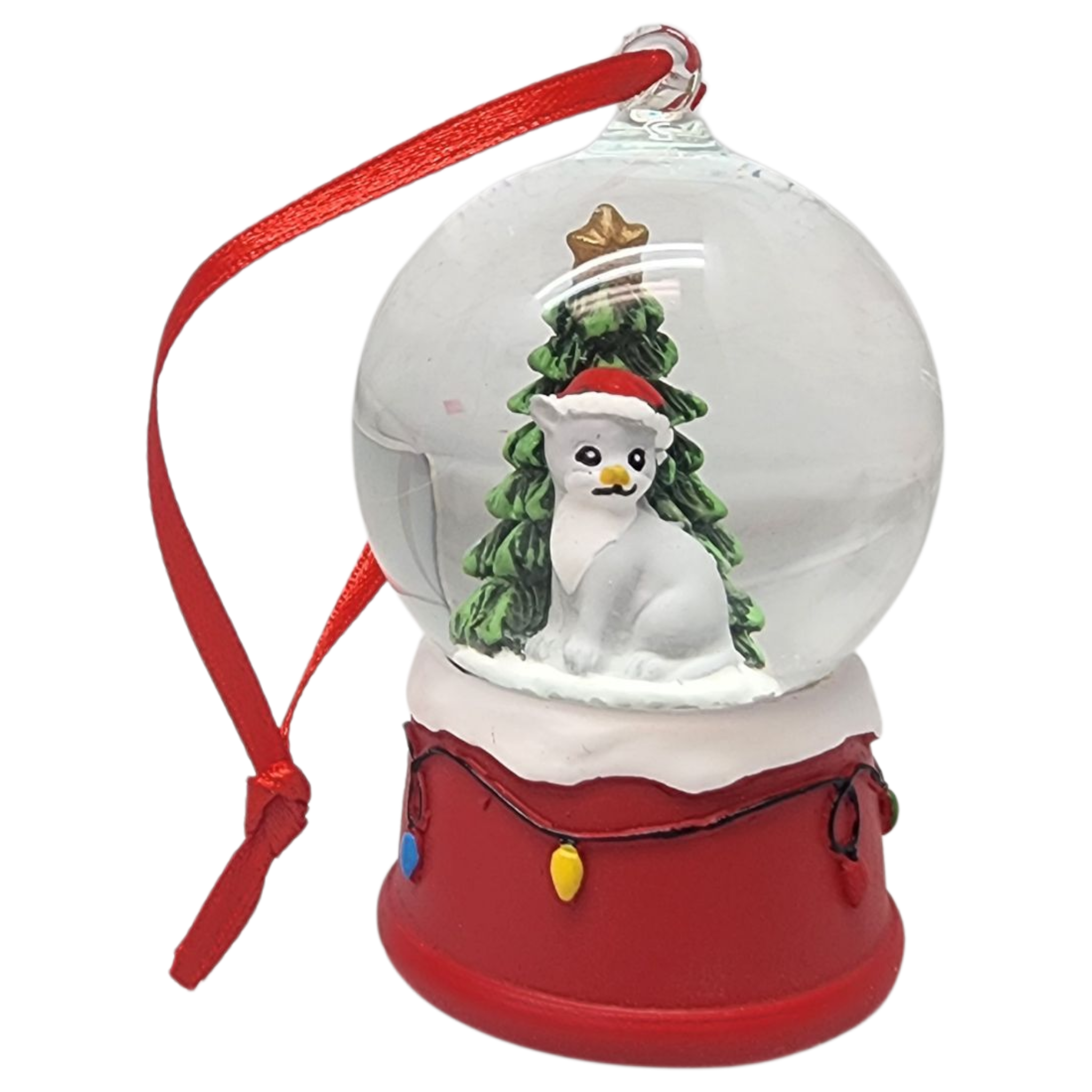 Charming Kitty Snow Globe Ornament - Grey Cat