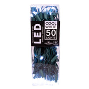 50-Light 5mm Cool White LED Green Wire Light Set