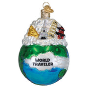 World Traveler Glass Ornament
