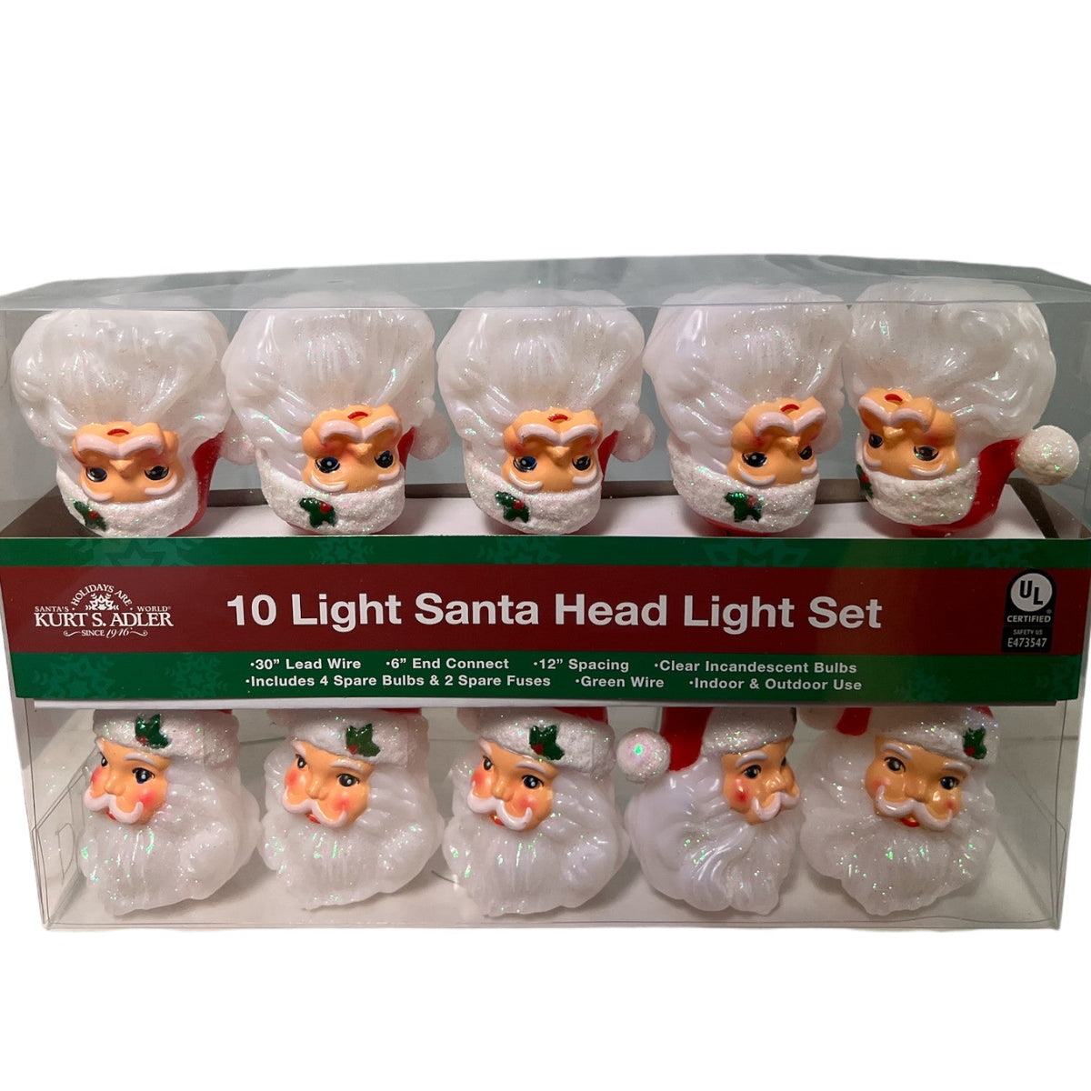 10-Light Santa Head Light Set