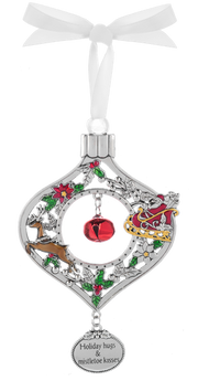 Jingle Bell Ornament - Holiday Hugs and Mistletoe Kisses