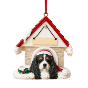 Ceramic Doghouse Ornament - King Charles - Tri-color