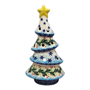 Polish Pottery Christmas Tree Luminary - Winter Wonderland Pattern