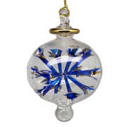 Blown Glass Pierced Starburst Ornament - Blue