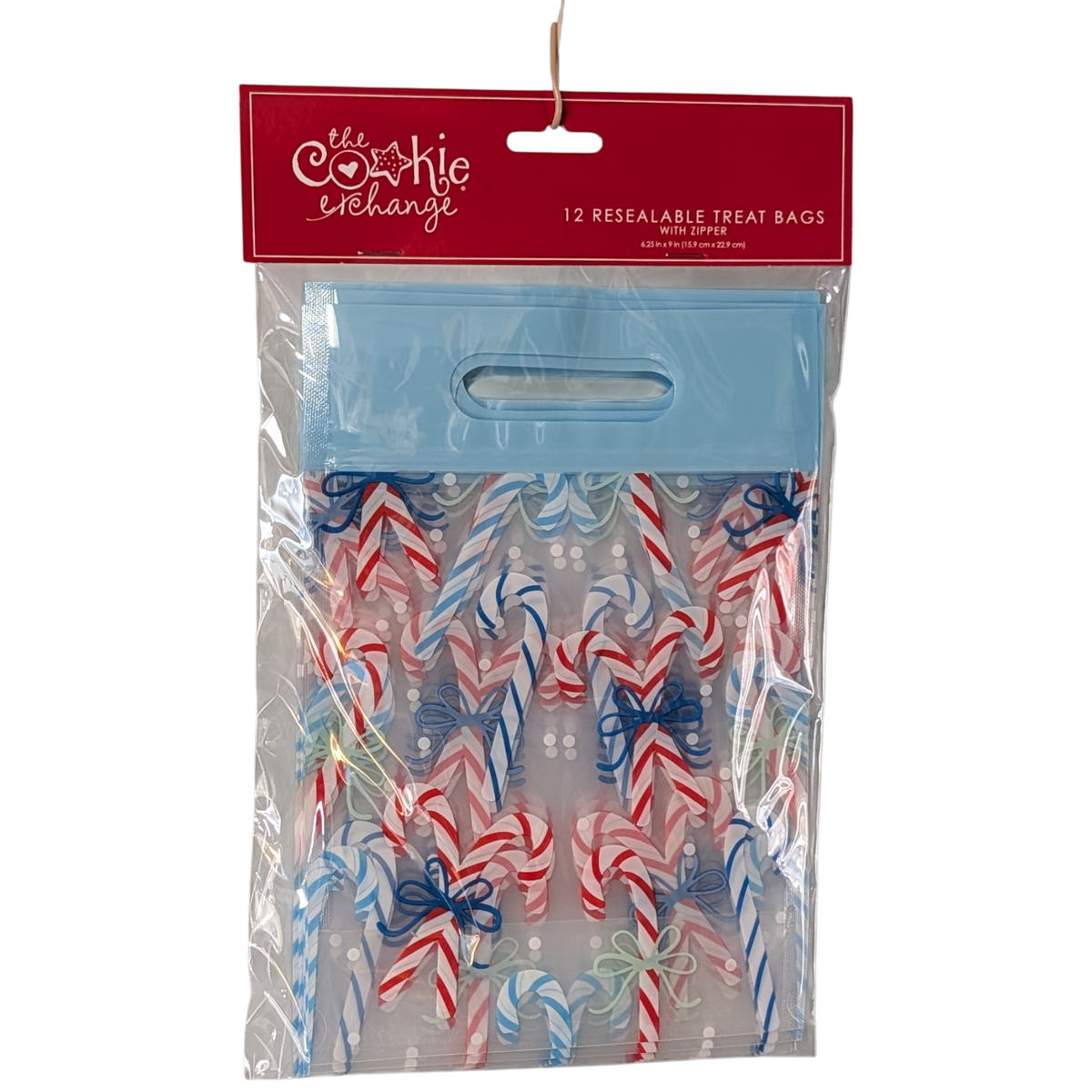 Resealable Treat Bags – Candy Cane Design with Zipper (Set of 12)