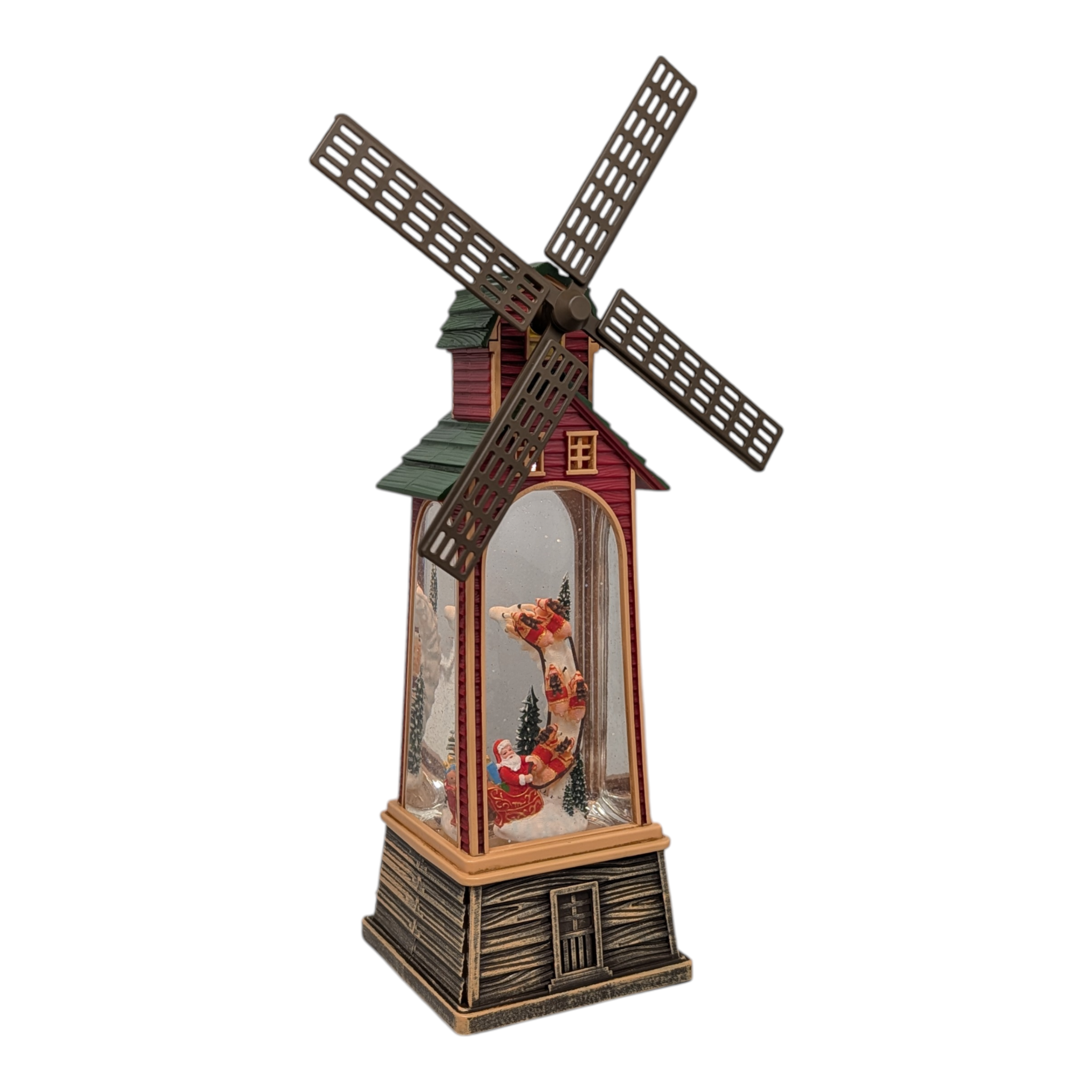 Lighted Windmill Snowglobe - Santa in his Sleigh
