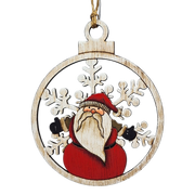 Wooden Ornament - Snowy Greetings Santa