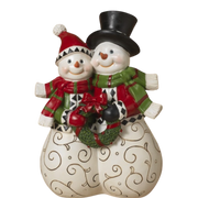 Cheerful Snowman Couple Figurine