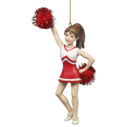 Pom-Pom Cheerleader Ornament - Red - 5.5 Inches