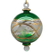 Emerald Green Floral Ball Ornament with 24k Gold