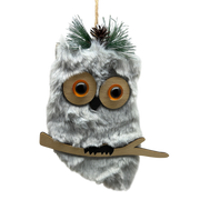 Grey Holiday Owl Ornament