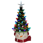 Snowman Ceramic Christmas Tree Lighted  With Timer