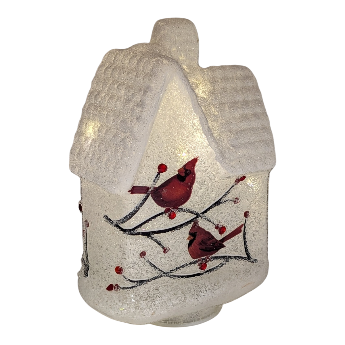 Lighted Glass Cardinal House Luminary