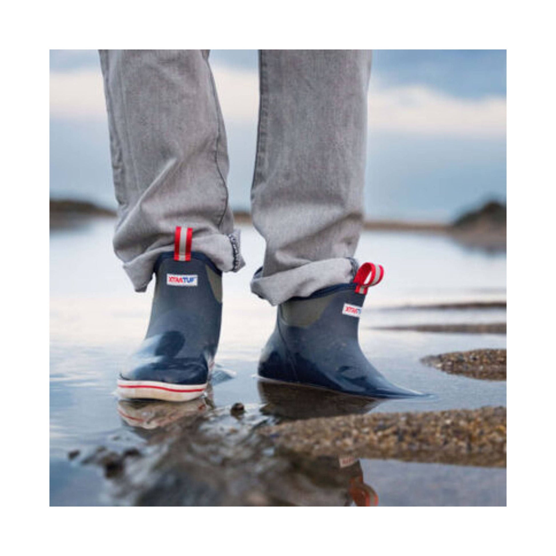 Xtratuf Men's 6 Inch Ankle Deck Rain Boot - Navy/Red by Lenny's Shoe & Apparel