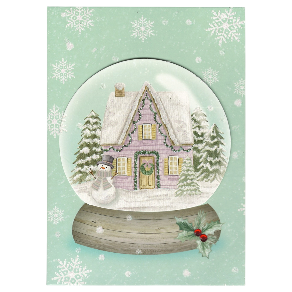 Snow Globe Cottage Christmas Card