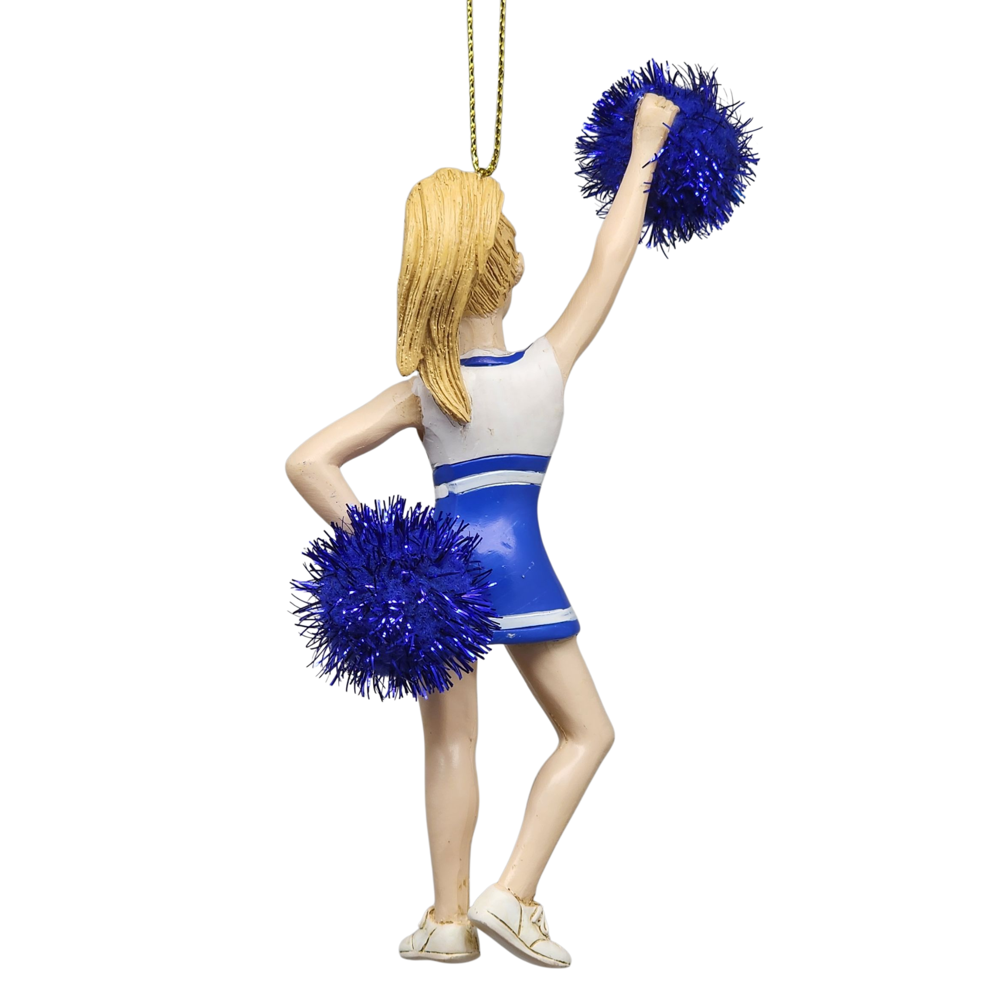 Pom-Pom Cheerleader Ornament - Blue - 5.5 Inches