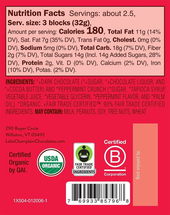 Candy Cane Crunch Holiday Organic Bar