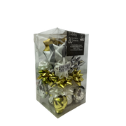 Holiday Ribbon And Bow Kit - Silver/Gold/White