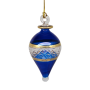 Lattice Glass Ornaments With Gold Accents - Blue Teardrop