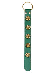 Sleigh Bell Strap with 5 Brass Bells - Green