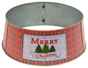 Metal Merry Christmas Plaid Tree Collar