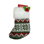 Mini Knit Stocking - Green With Green Snowflake