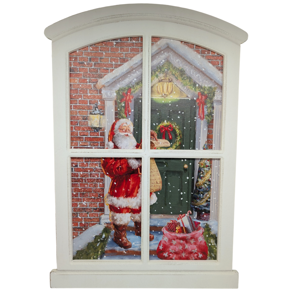 Lighted Winter Window Wall Hanging - Santa's Delivery