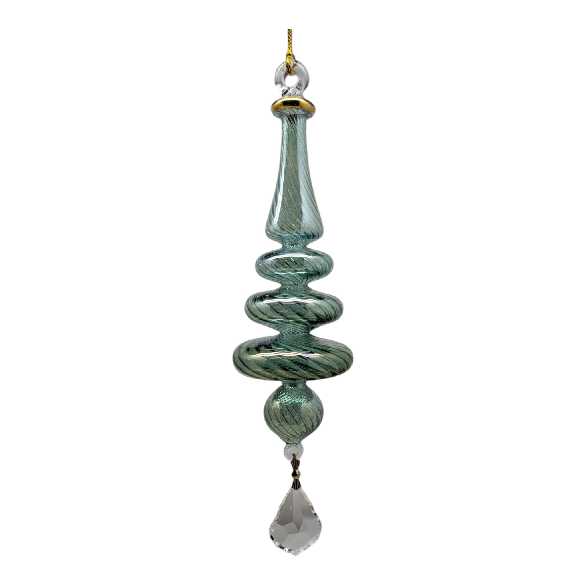 Sage Green Christmas Tree with Crystal Teardrop