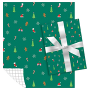 Holiday Roll Wrap – Classic Icons on Green – 30" x 168"