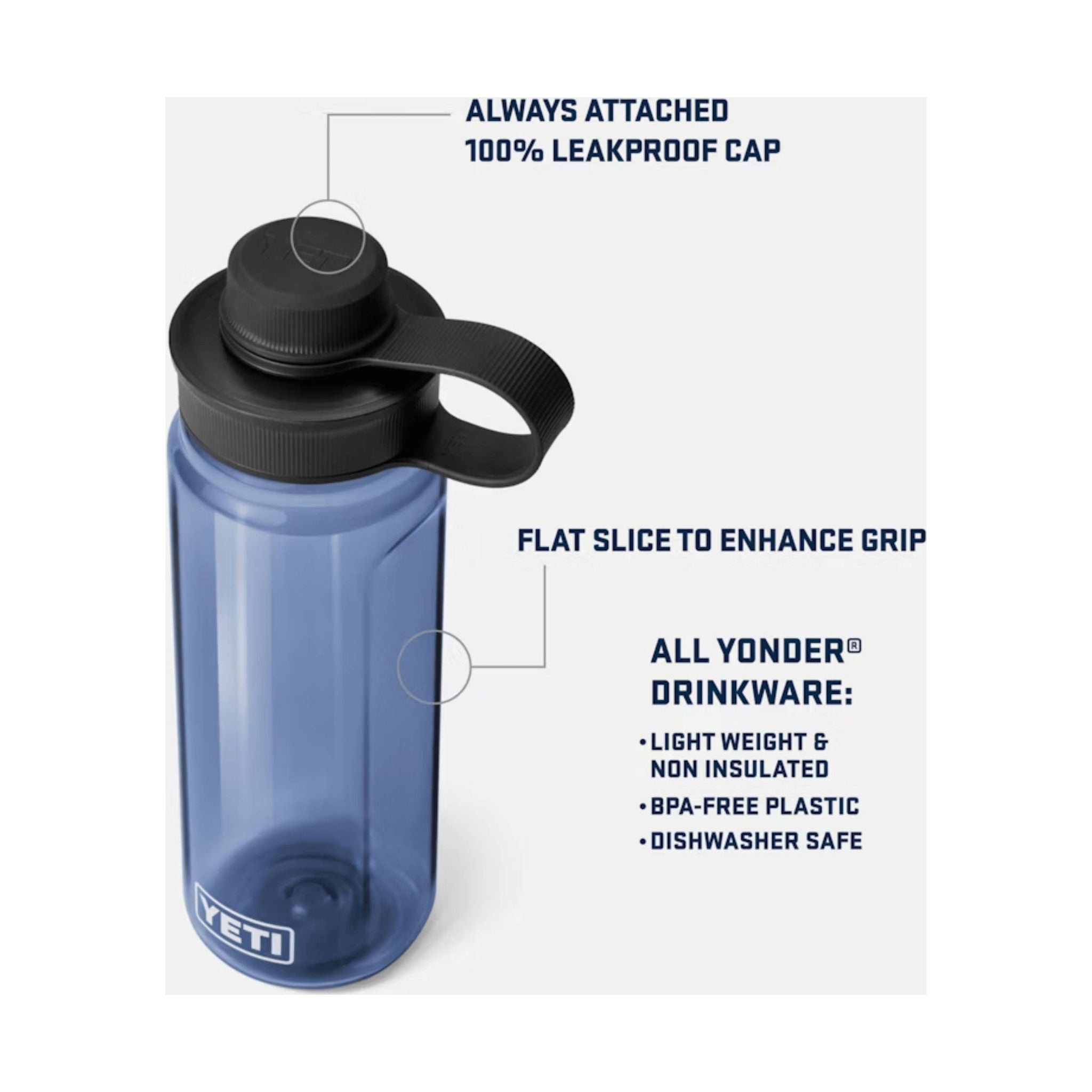 YETI Yonder 750 ML / 25 oz With Tether Cap Water Bottle - Navy by Lenny's Shoe & Apparel