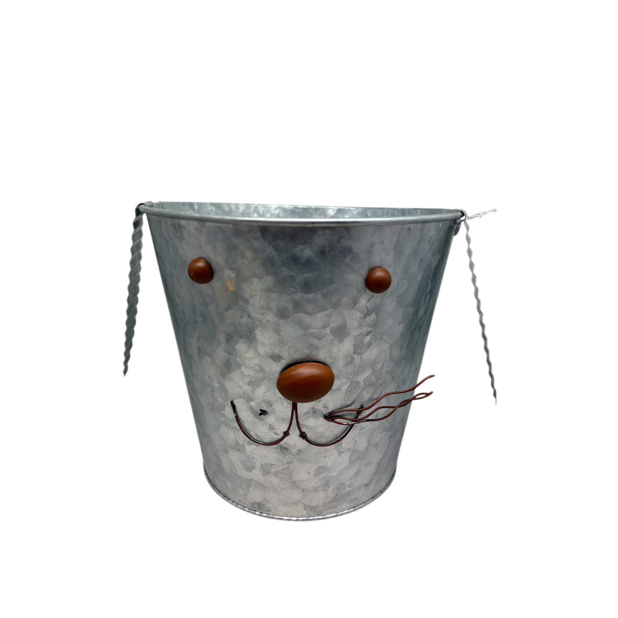 Galvanized Metal Bunny Design Bucket with Ears - Large