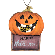 Wooden Halloween Ornament -  Jack-o-Lantern