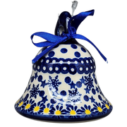 Ceramic Holiday Bell - Frosted Floral Pattern