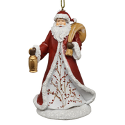 Berry Vine Santa with Lantern Ornament