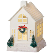 Lighted Swirl House with Trees & Wreath