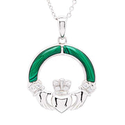 Sterling Silver Claddagh with Malachite Pendant