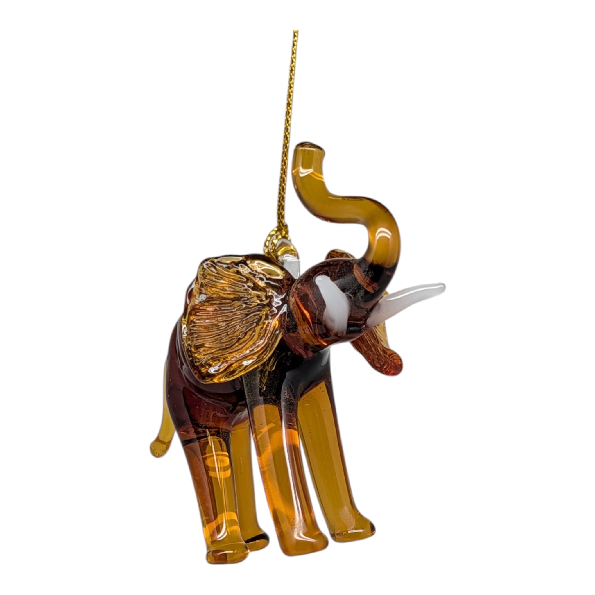 The Egyptian Glass Amber Elephant Ornament