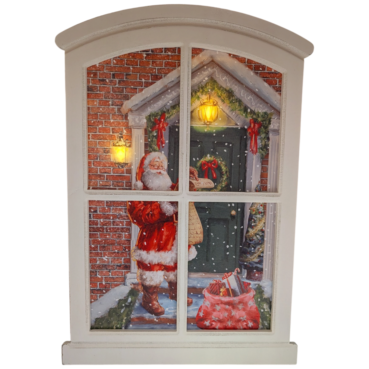 Lighted Winter Window Wall Hanging - Santa's Delivery