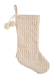 Cream Stocking  With Pom Pom
