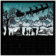 Santa's Journey Across the Winter Sky: A Town's Magical Vigil Silhouette Advent Card